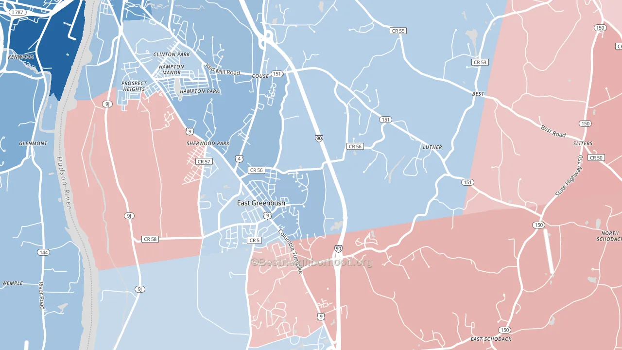 12061, NY block-group political-lean map