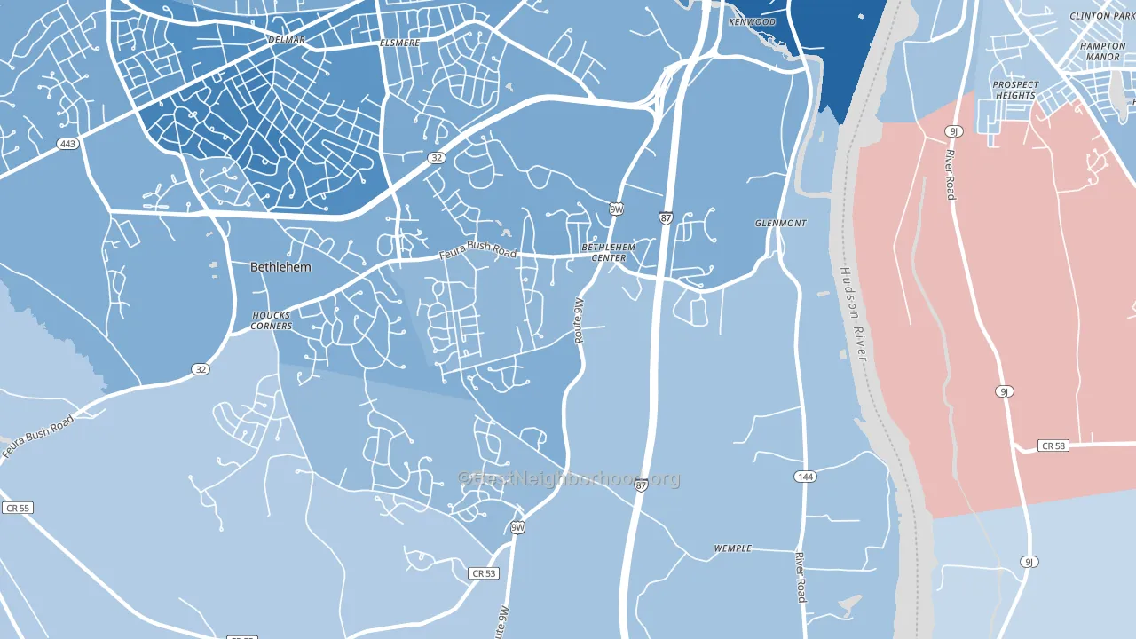 12077, NY block-group political-lean map