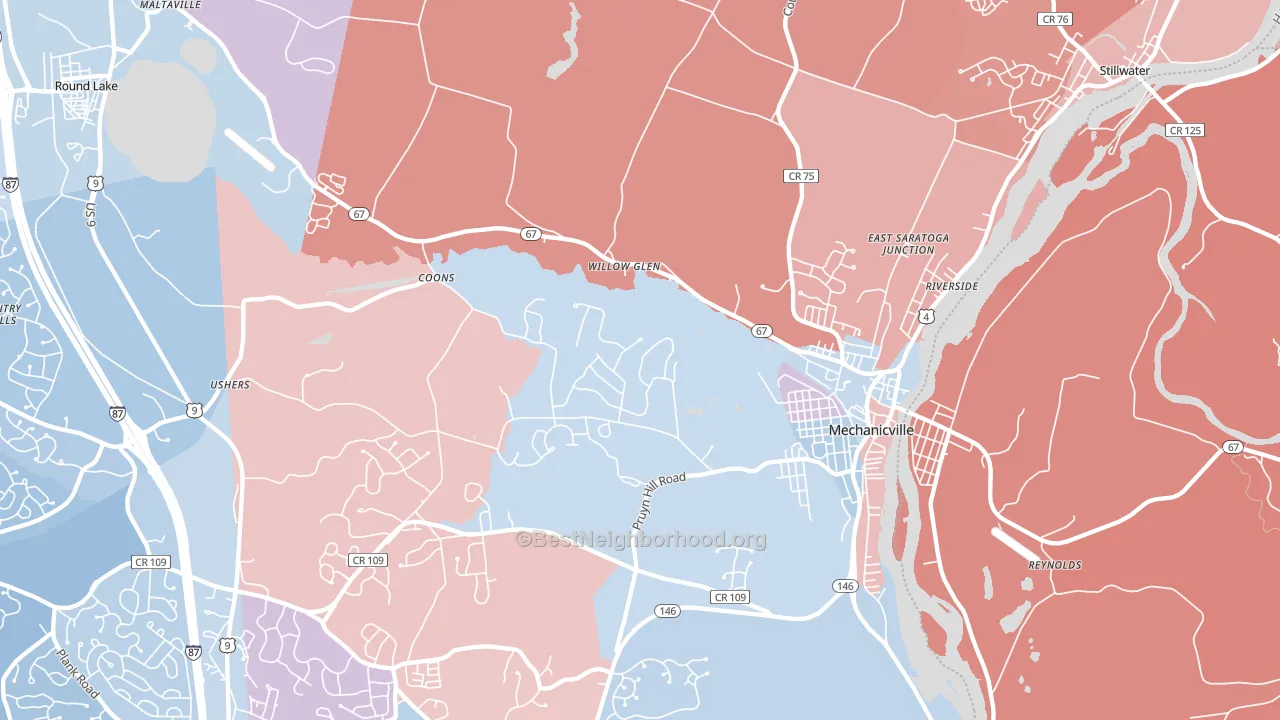 12118, NY block-group political-lean map