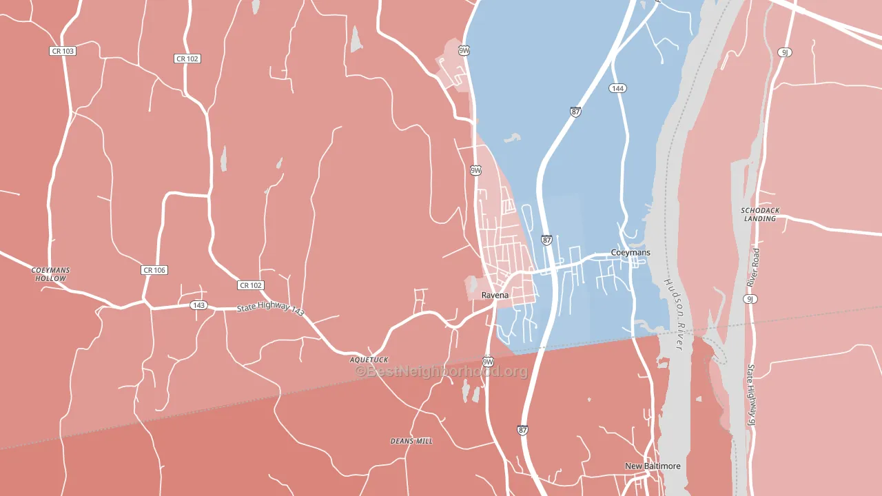 12143, NY block-group political-lean map