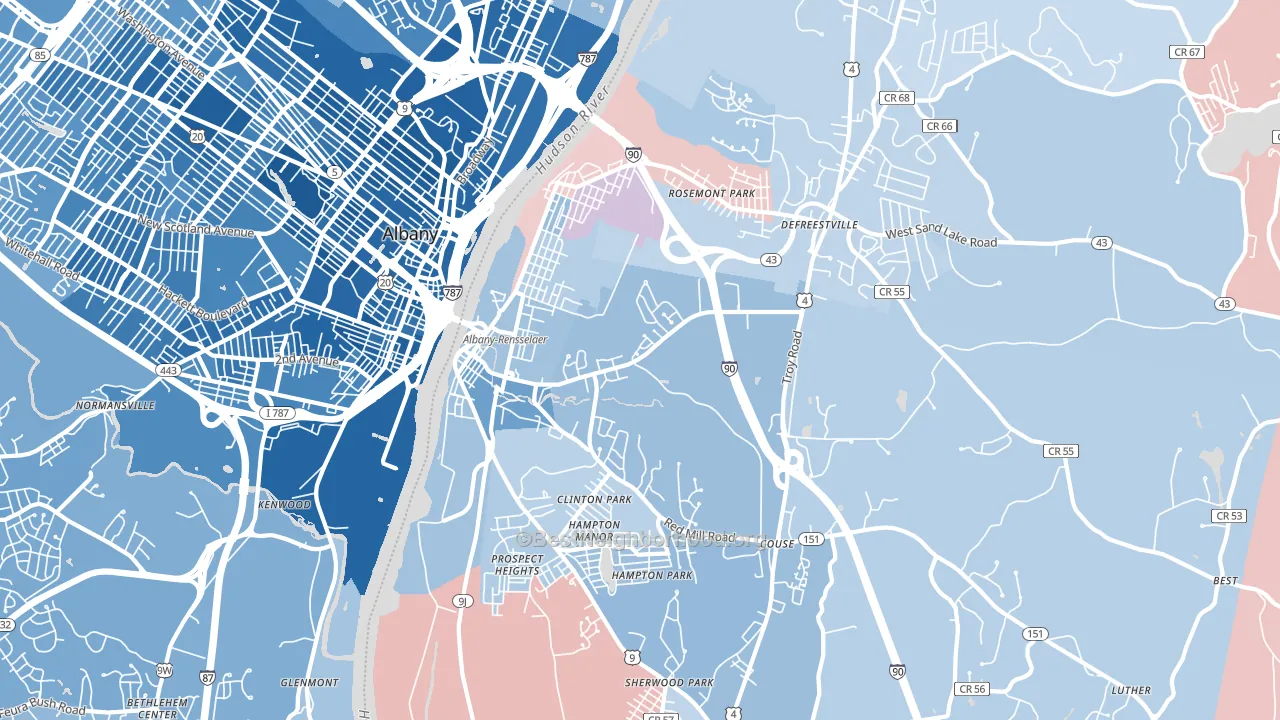 12144, NY block-group political-lean map