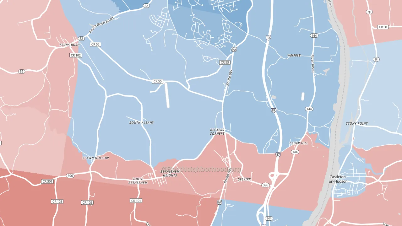 12158, NY block-group political-lean map