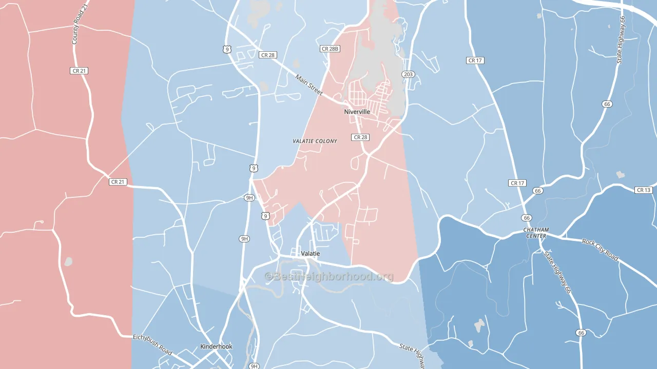 12184, NY block-group political-lean map