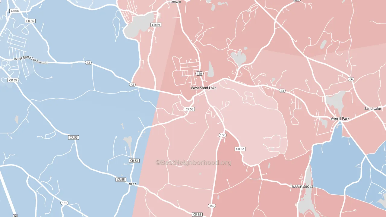 12196, NY block-group political-lean map