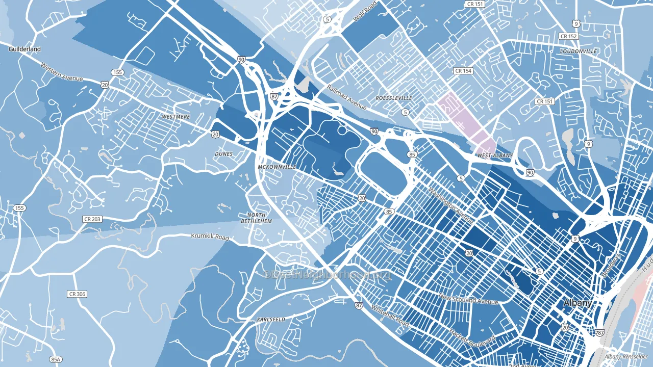 12203, NY block-group political-lean map