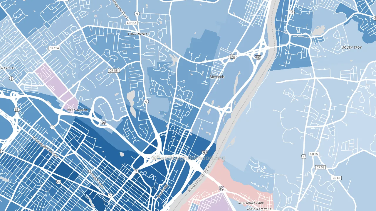 12204, NY block-group political-lean map