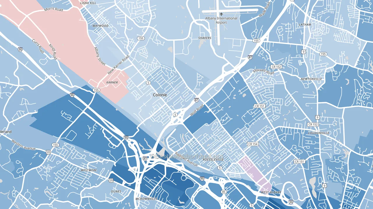 12205, NY block-group political-lean map
