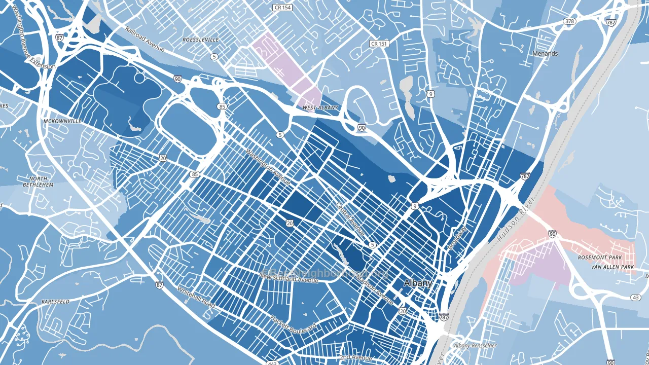 12206, NY block-group political-lean map