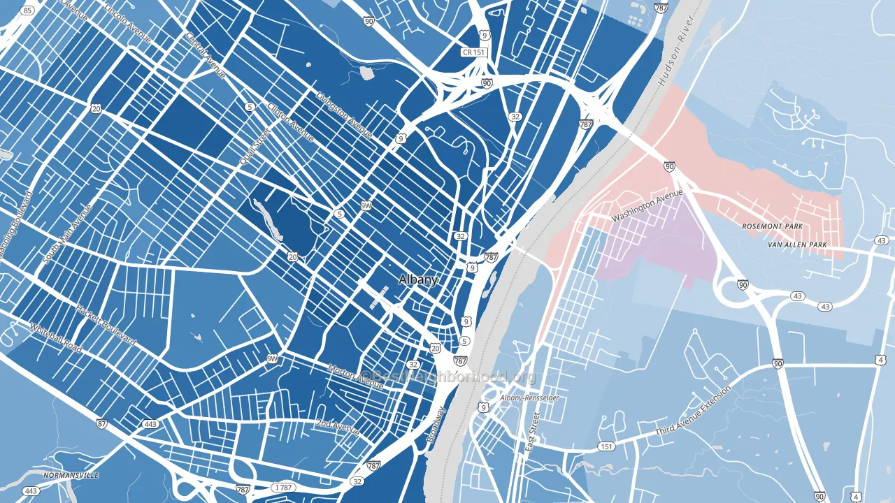 12207, NY block-group political-lean map