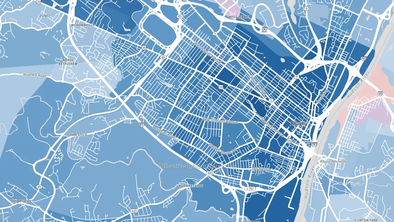 12208, NY block-group political-lean map
