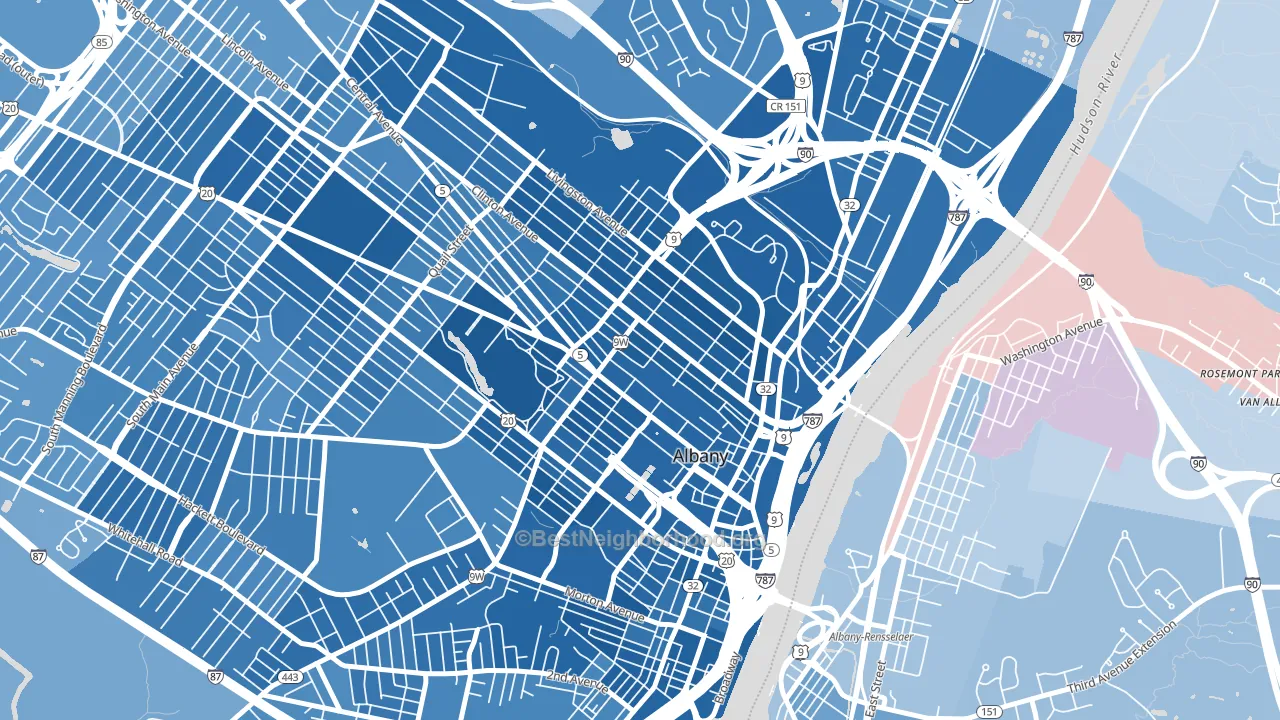 12210, NY block-group political-lean map
