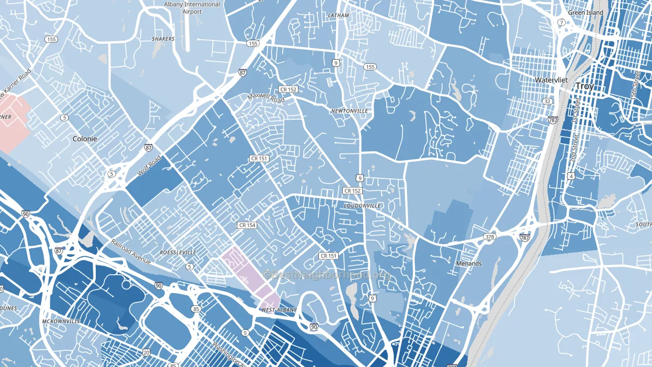 12211, NY block-group political-lean map