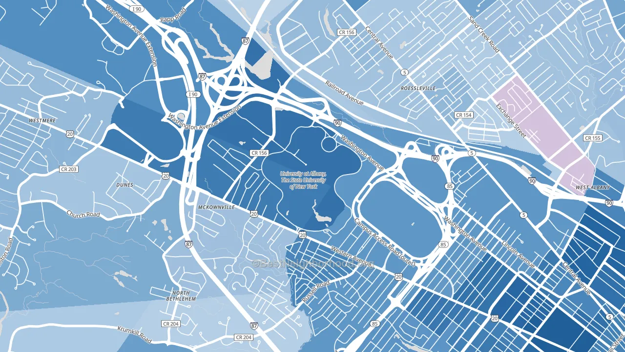 12222, NY block-group political-lean map