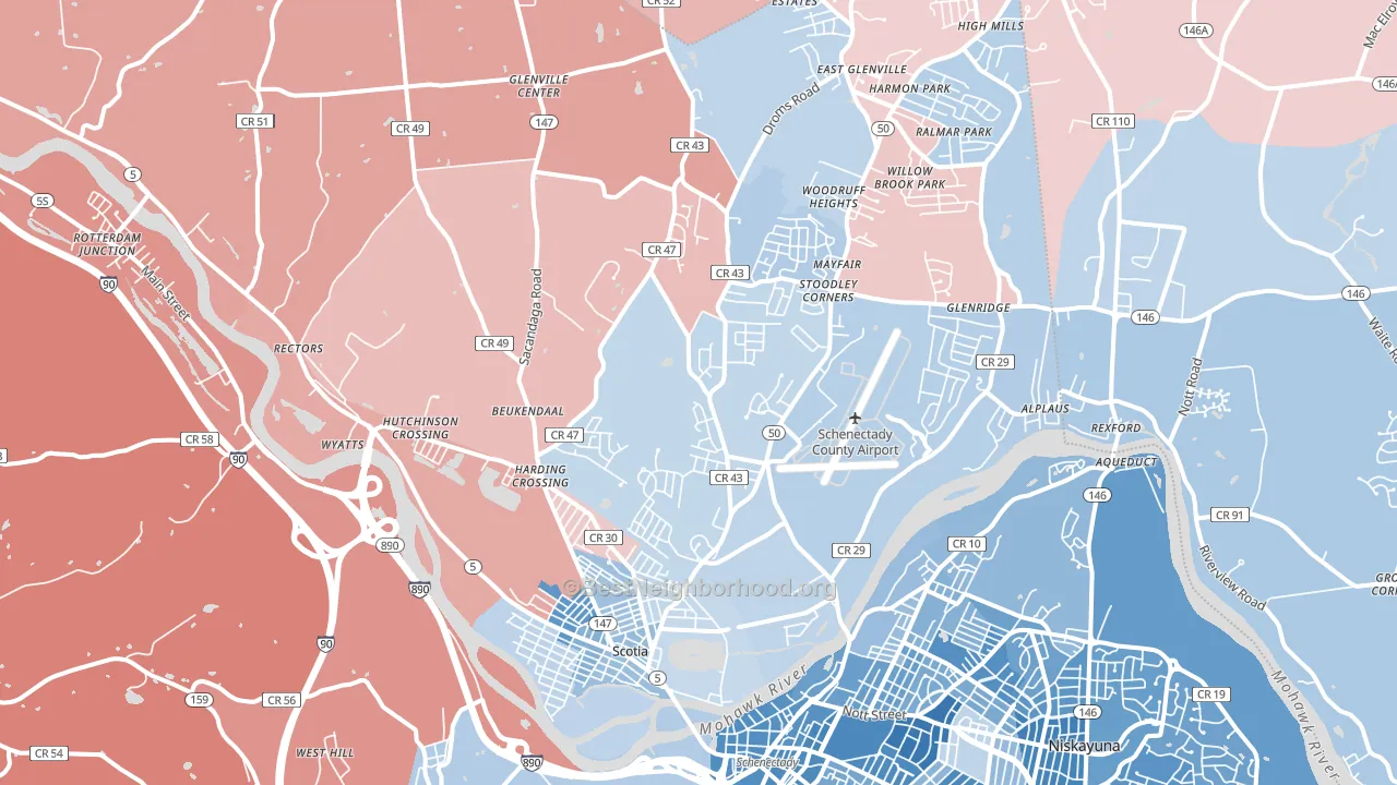 12302, NY block-group political-lean map