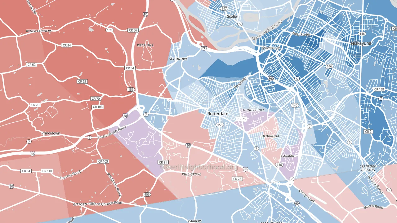 12306, NY block-group political-lean map