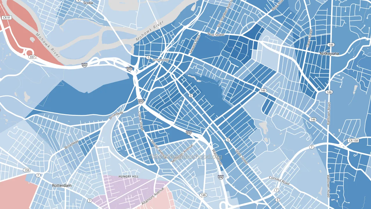 12307, NY block-group political-lean map