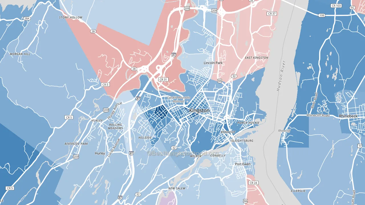 12401, NY block-group political-lean map
