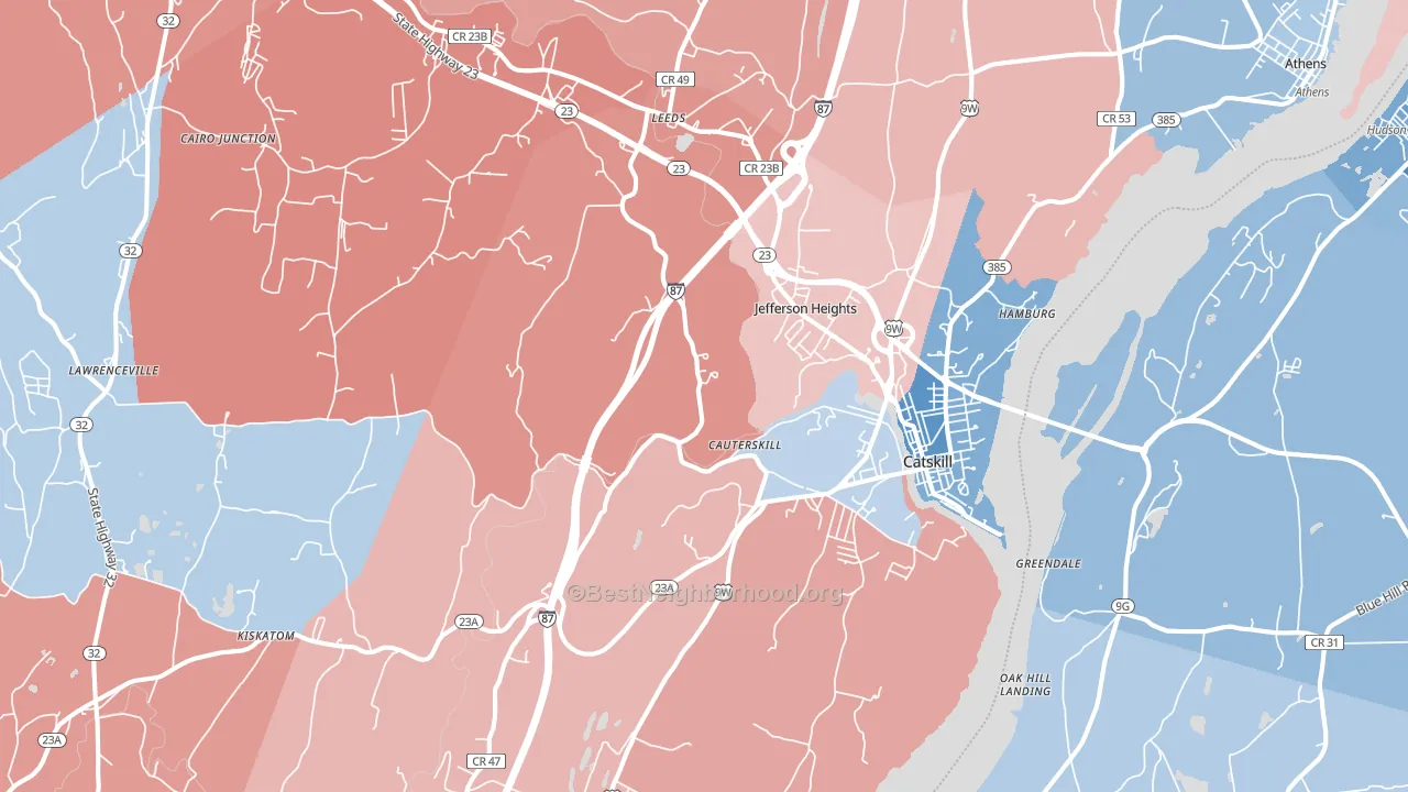 12414, NY block-group political-lean map