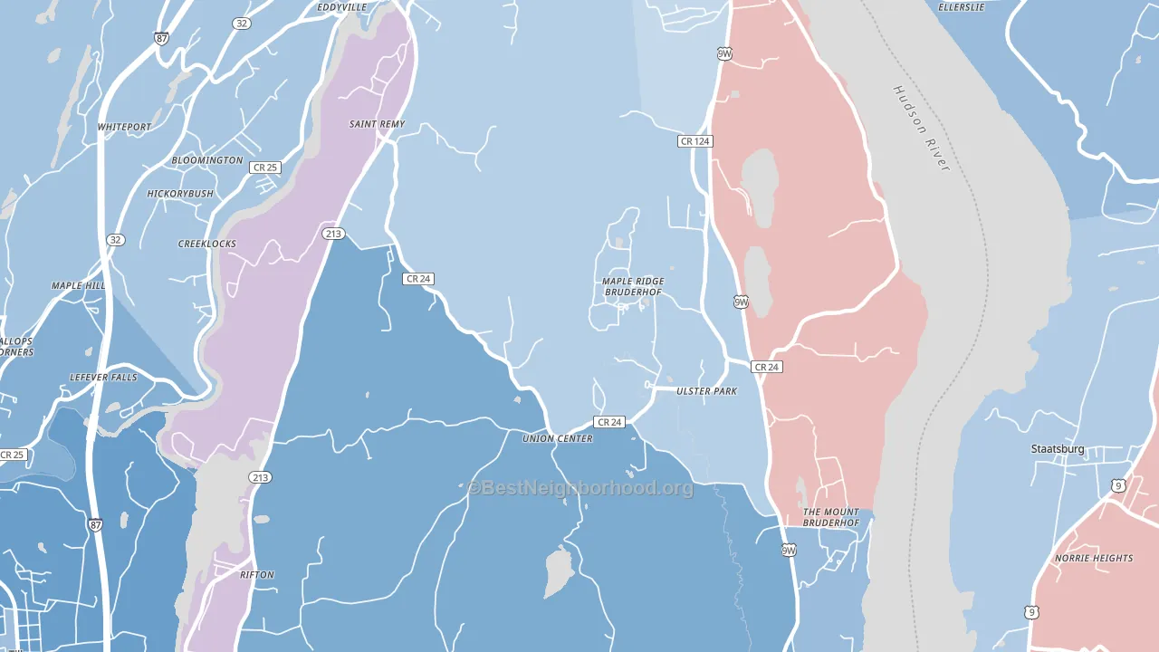 12487, NY block-group political-lean map