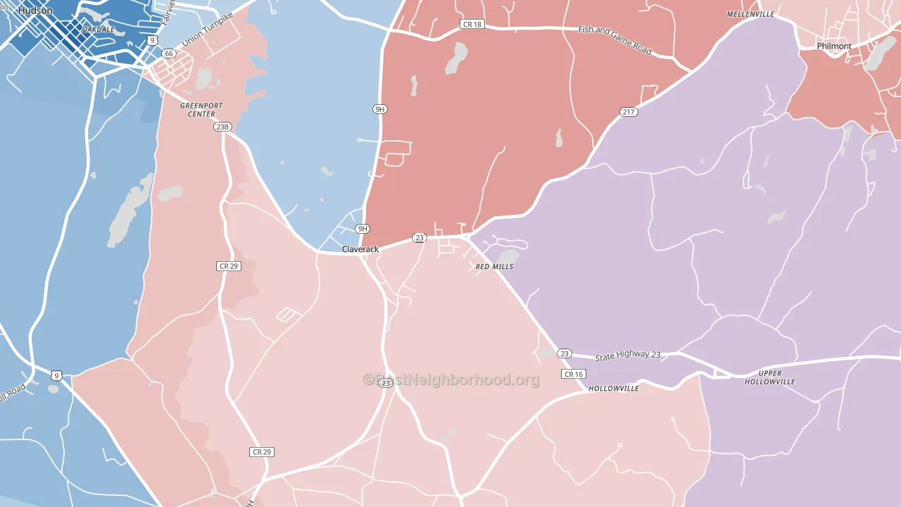 12513, NY block-group political-lean map