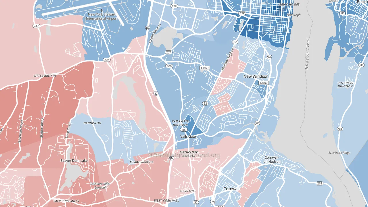 12553, NY block-group political-lean map