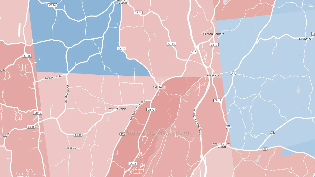 12578, NY block-group political-lean map