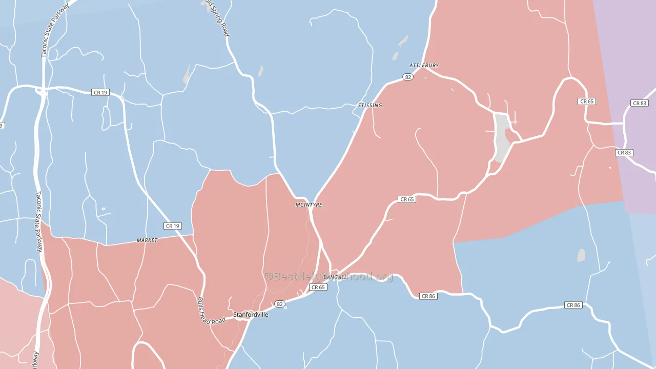 12581, NY block-group political-lean map