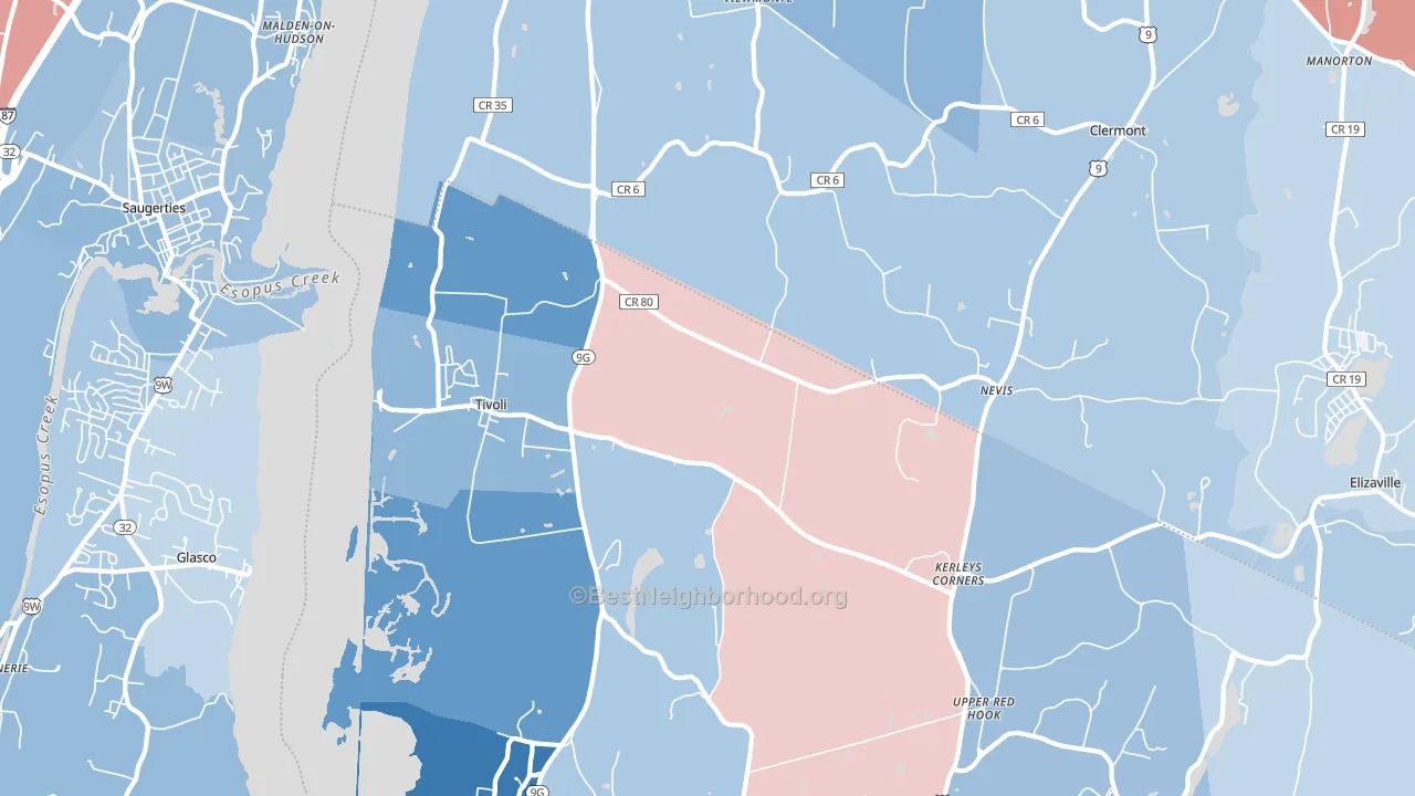 12583, NY block-group political-lean map