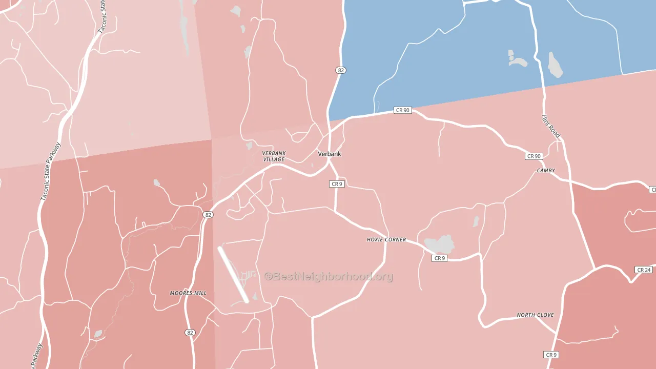 12585, NY block-group political-lean map