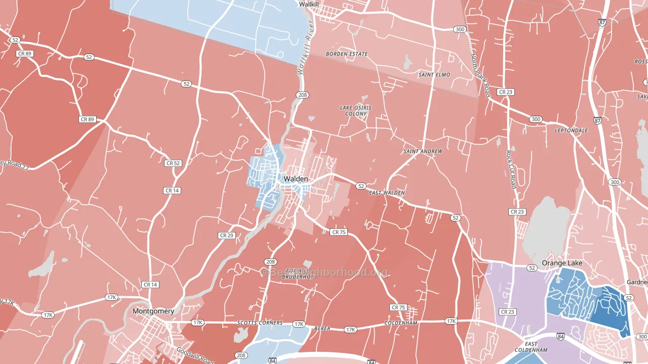 12586, NY block-group political-lean map