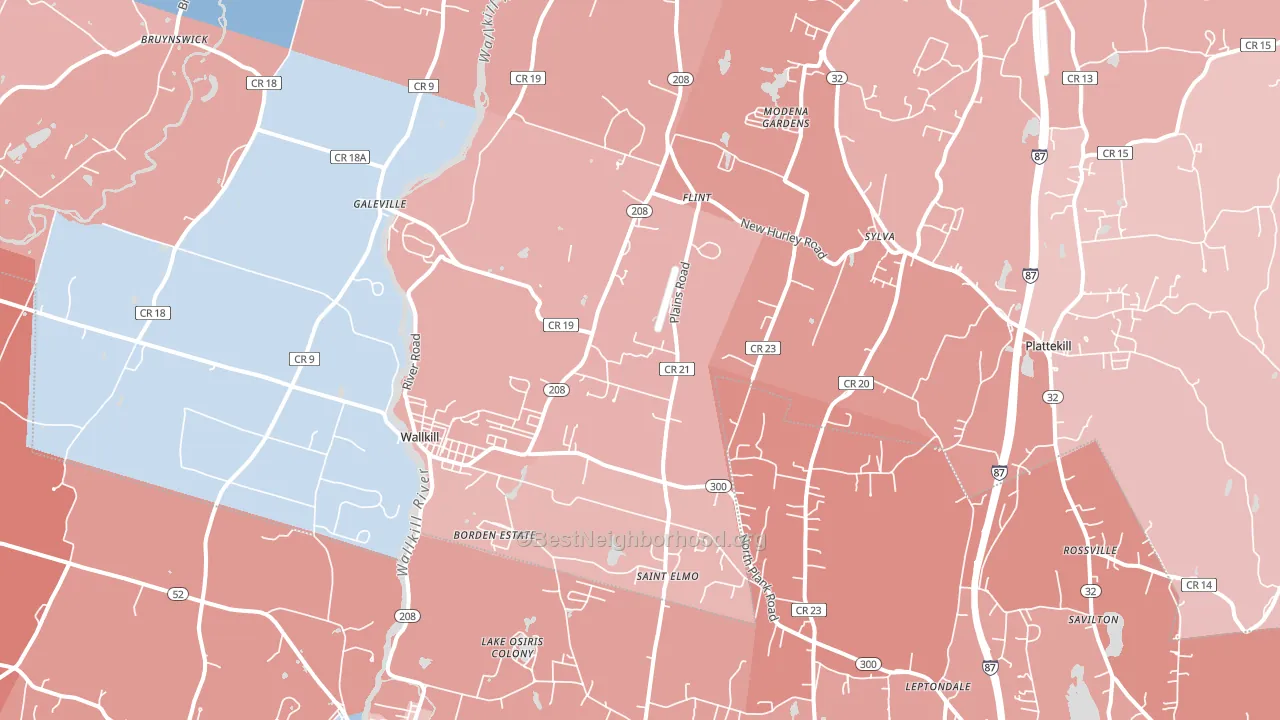 12589, NY block-group political-lean map