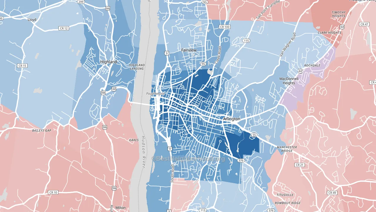 12601, NY block-group political-lean map