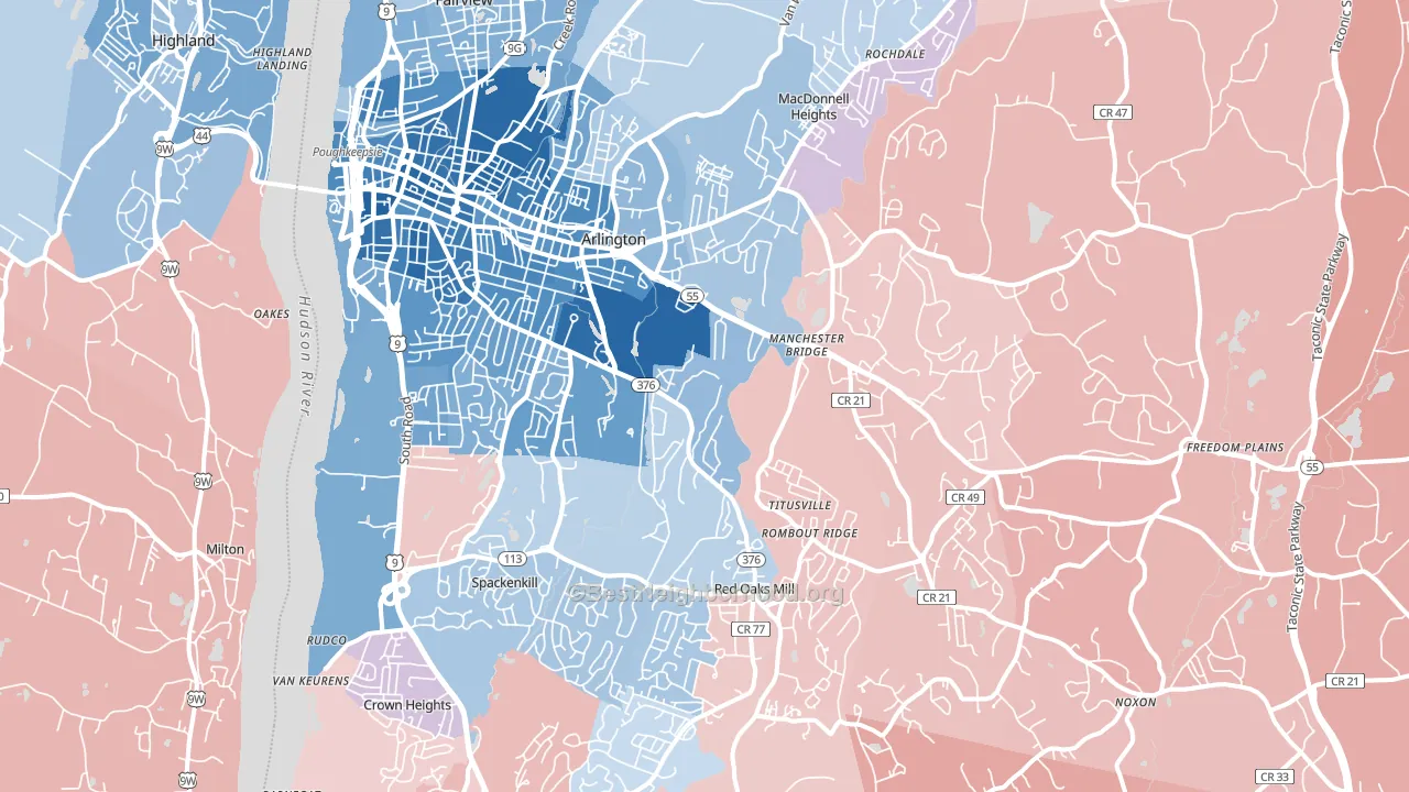12603, NY block-group political-lean map