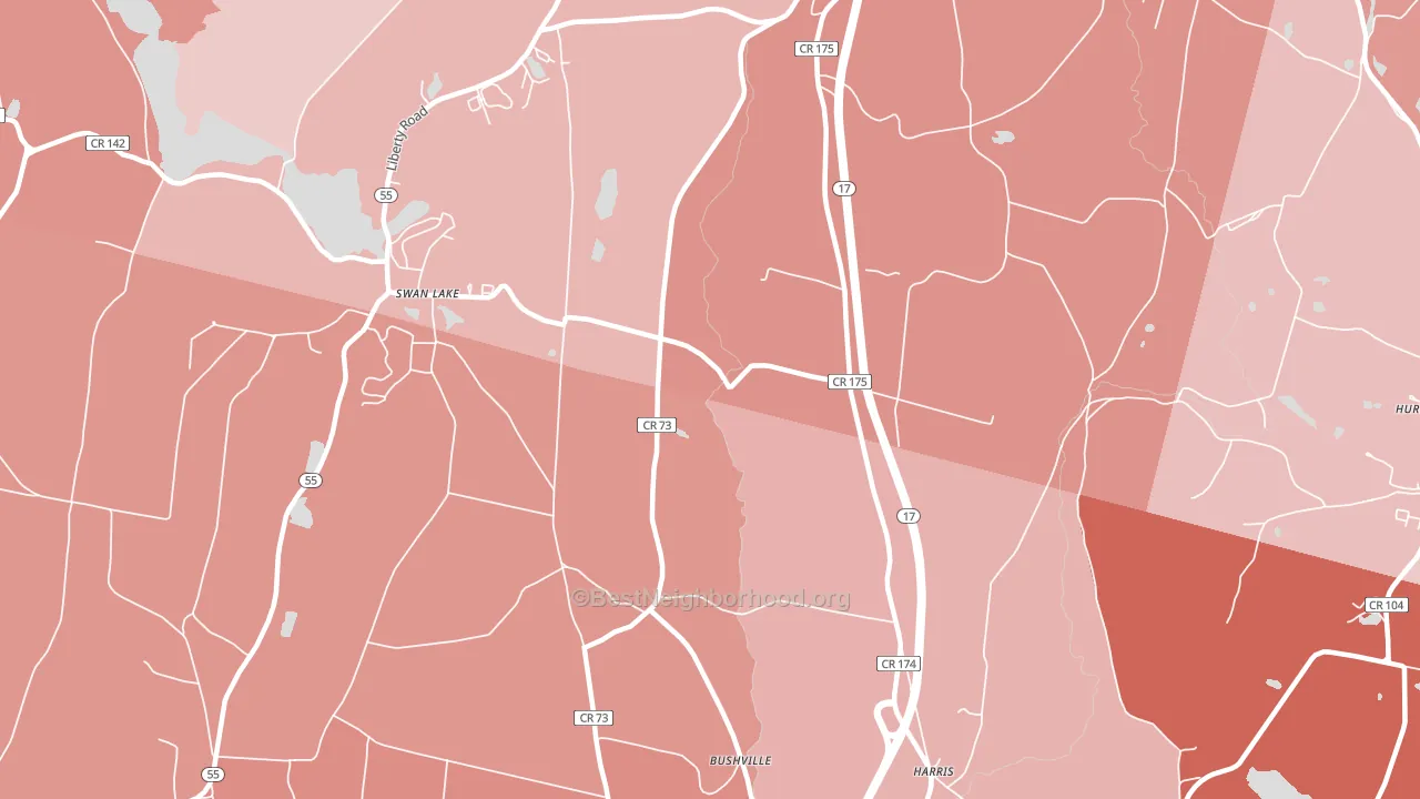 12734, NY block-group political-lean map