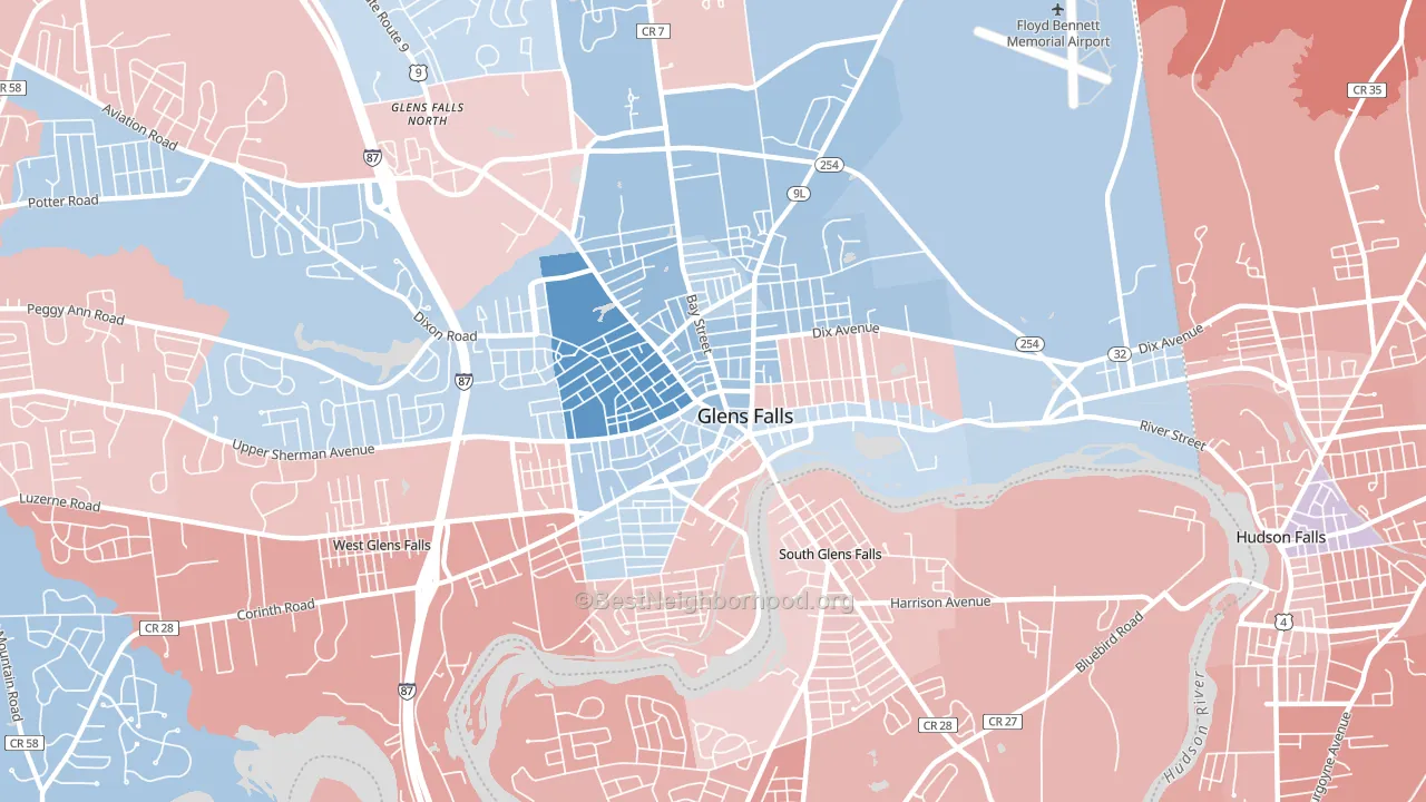 12801, NY block-group political-lean map