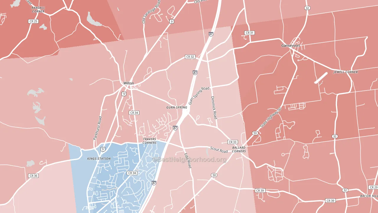 12831, NY block-group political-lean map