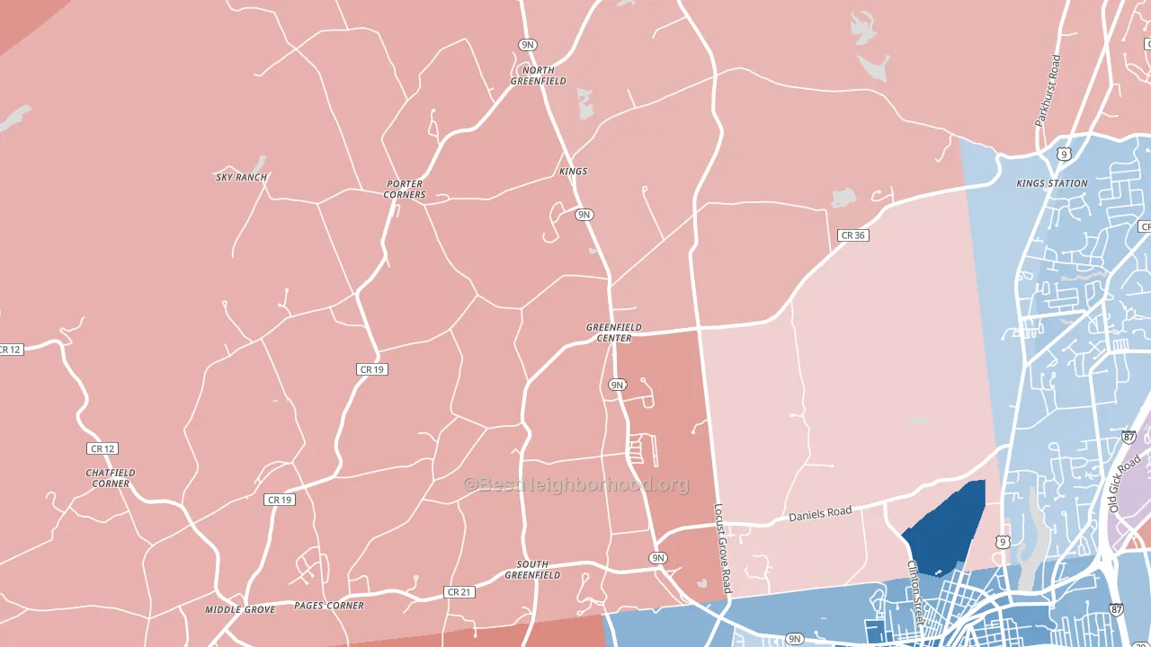 12833, NY block-group political-lean map