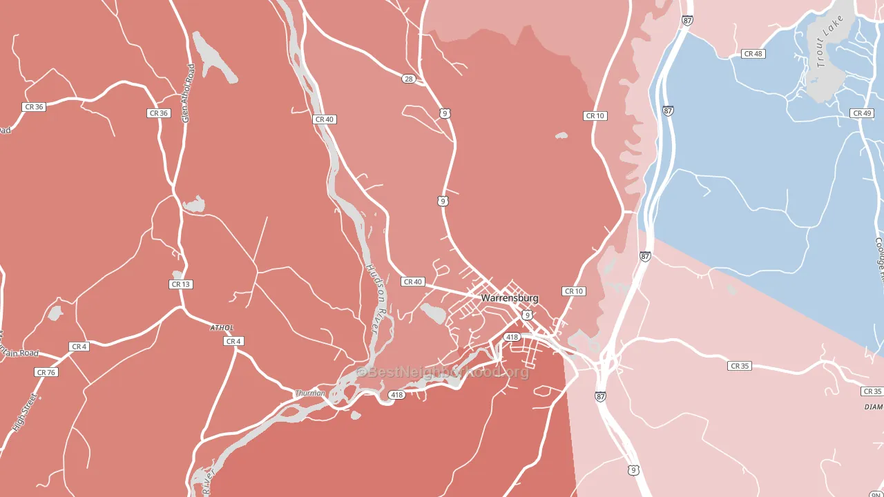 12885, NY block-group political-lean map