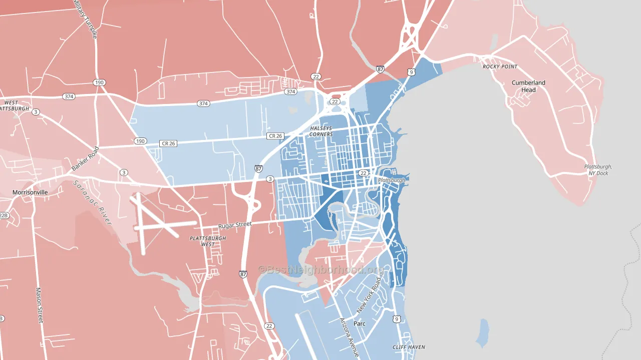 12901, NY block-group political-lean map