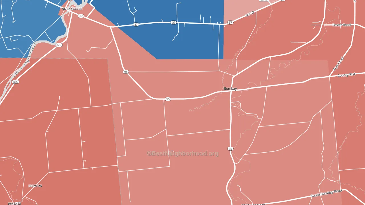 12914, NY block-group political-lean map