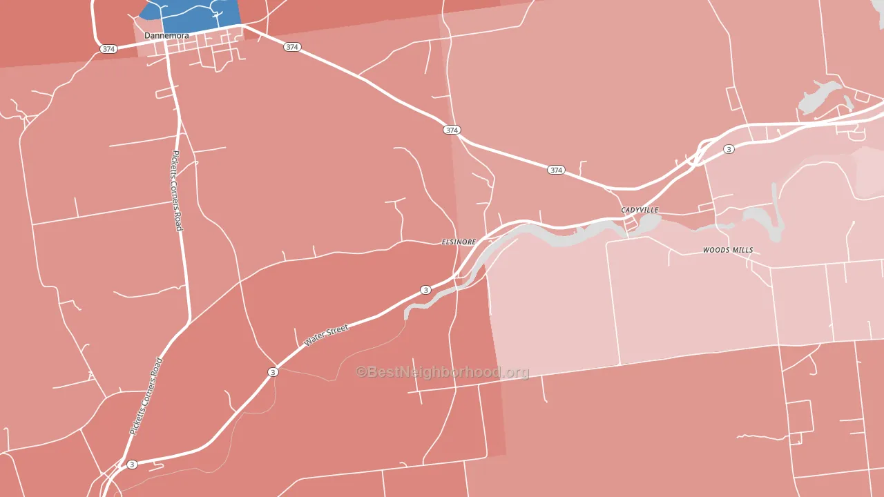 12918, NY block-group political-lean map