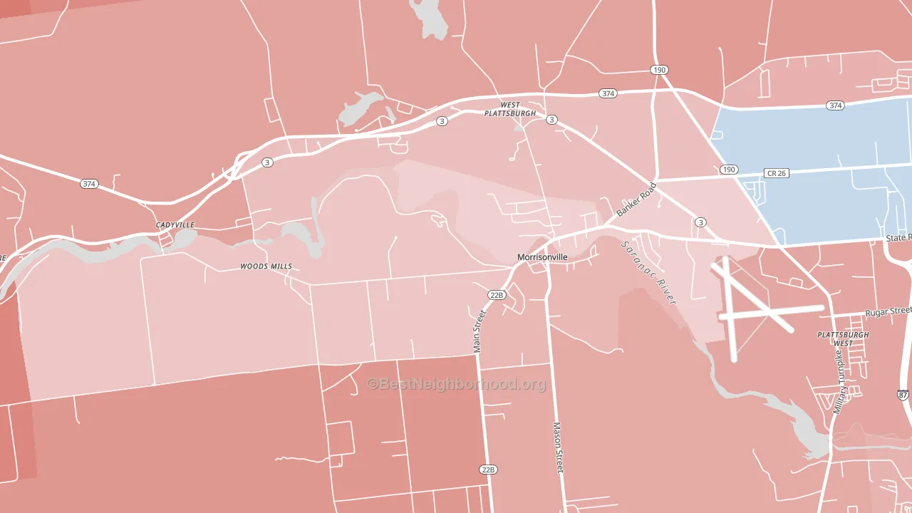 12962, NY block-group political-lean map