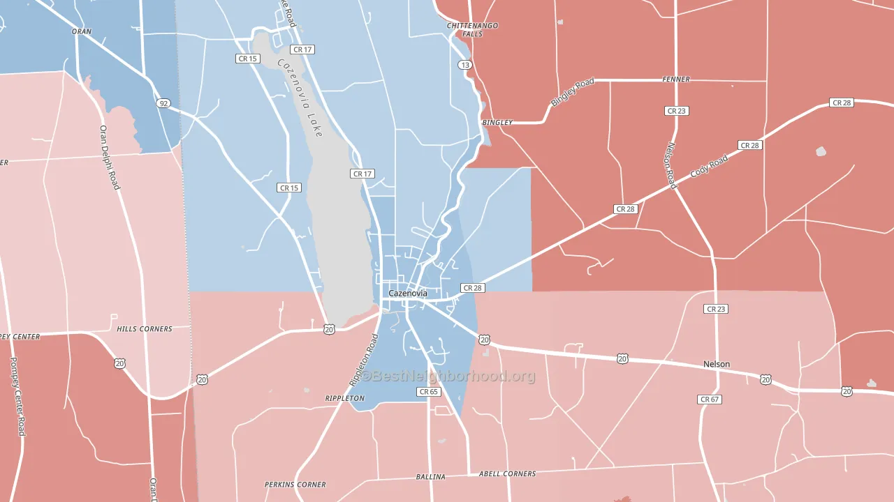 13035, NY block-group political-lean map