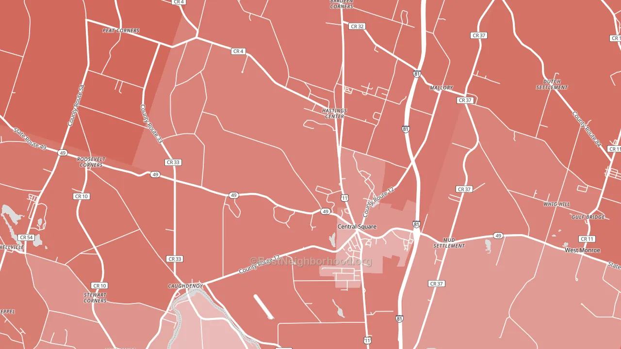 13036, NY block-group political-lean map
