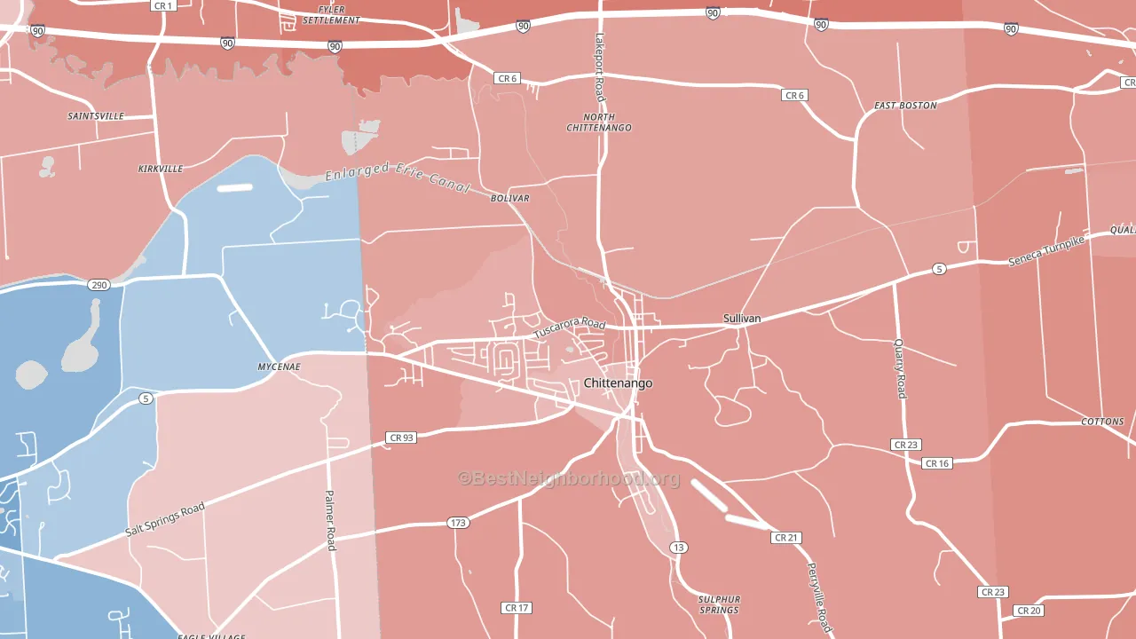 13037, NY block-group political-lean map