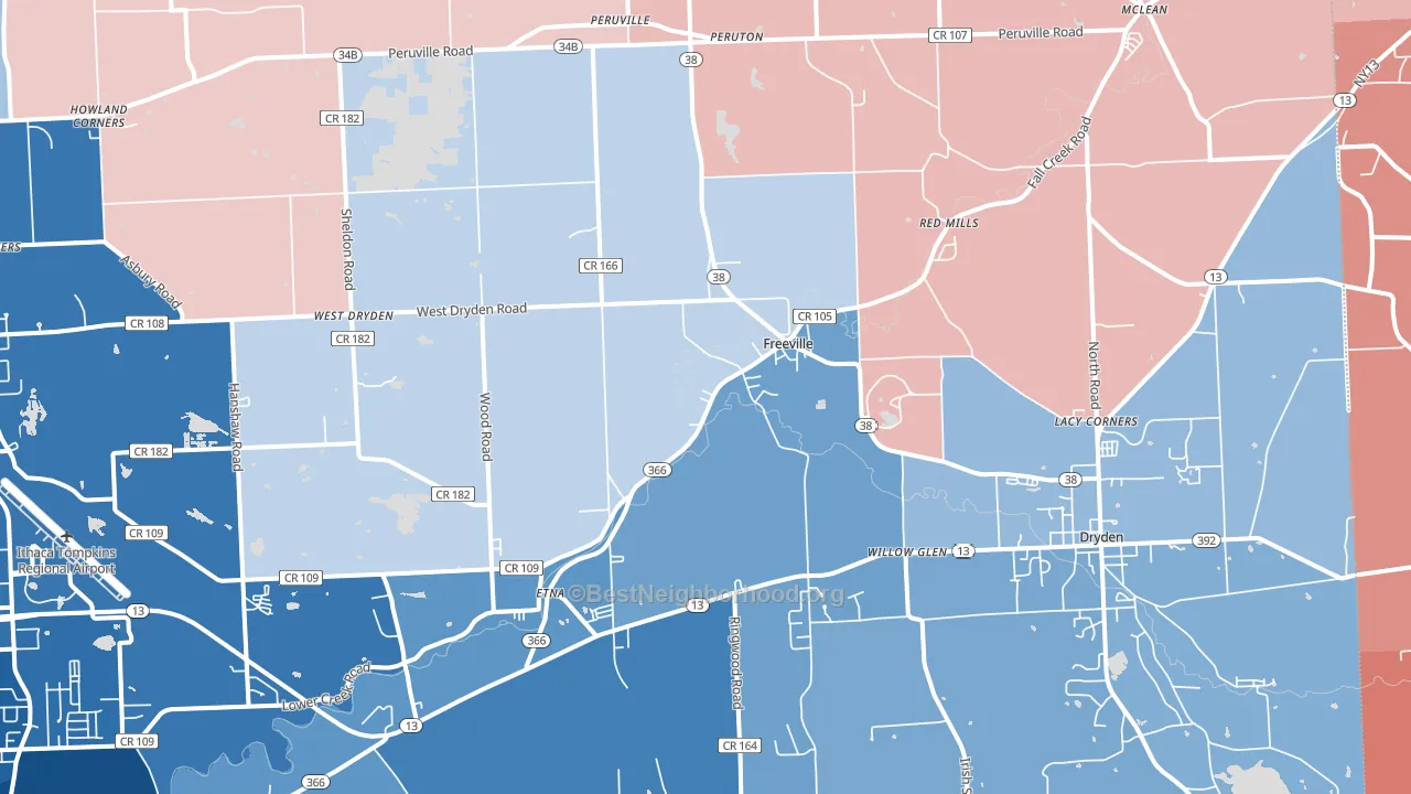 13068, NY block-group political-lean map