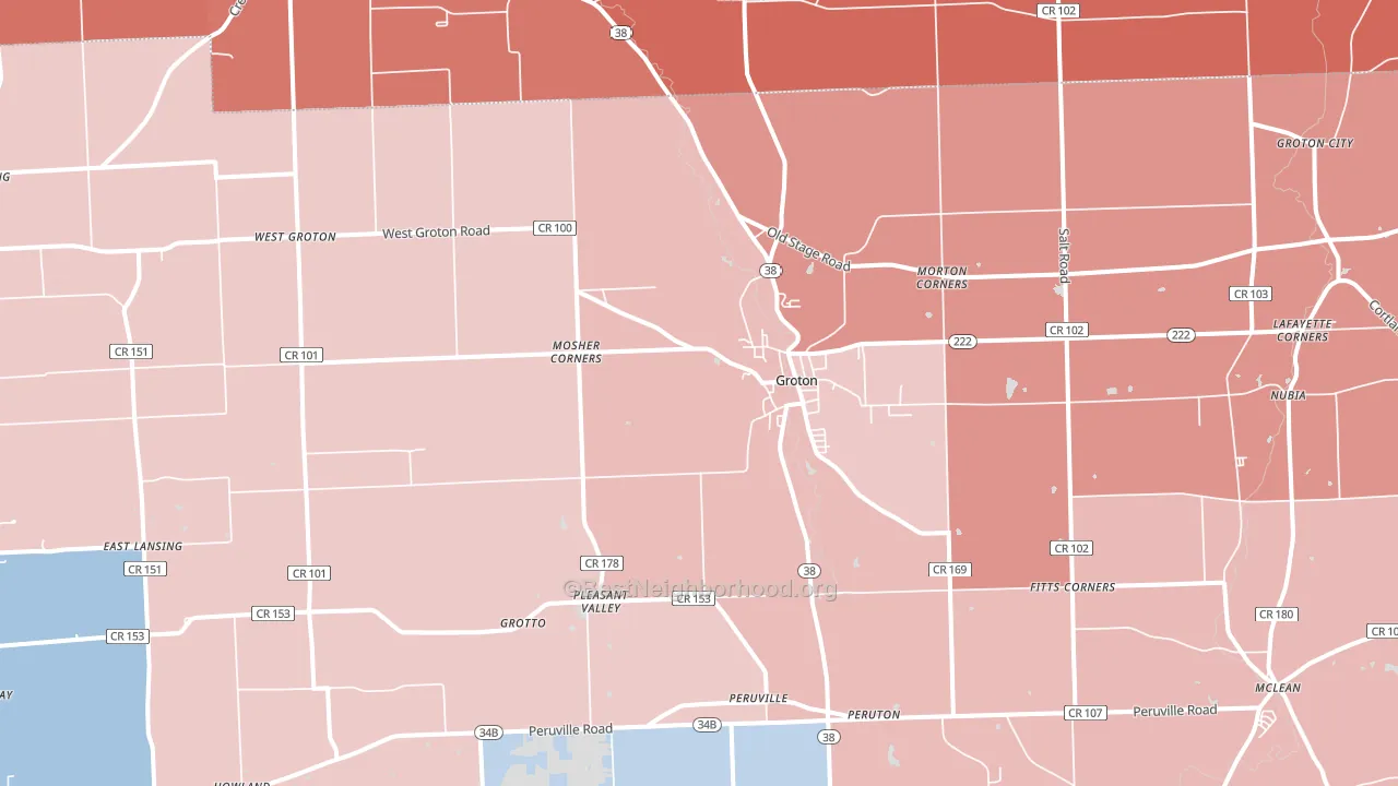 13073, NY block-group political-lean map