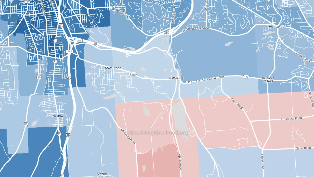 13078, NY block-group political-lean map