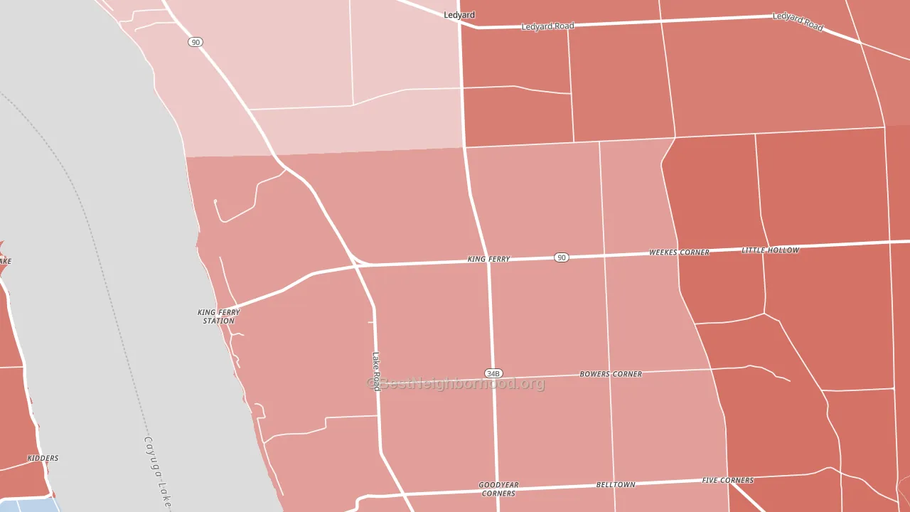 13081, NY block-group political-lean map