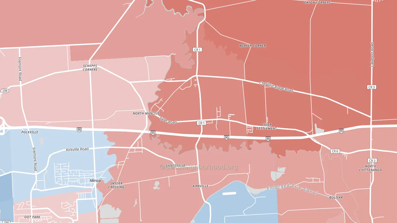 13082, NY block-group political-lean map